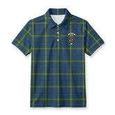 Clelland Tartan Crest Birdseye Mesh Polo Shirt