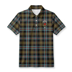 Farquharson Weathered Tartan Crest Birdseye Mesh Polo Shirt