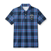 MacKay Blue Tartan Crest Birdseye Mesh Polo Shirt