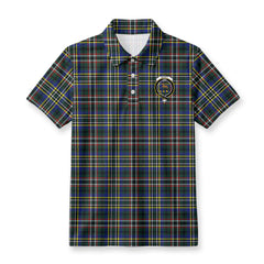 Scott Green Modern Tartan Crest Birdseye Mesh Polo Shirt