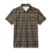 Scott Green Weathered Tartan Crest Birdseye Mesh Polo Shirt