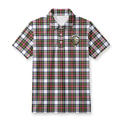 Stewart Dress Modern Tartan Crest Birdseye Mesh Polo Shirt