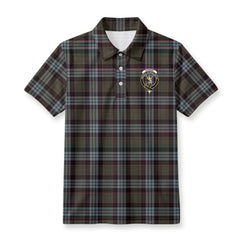 Stewart Old Weathered Tartan Crest Birdseye Mesh Polo Shirt