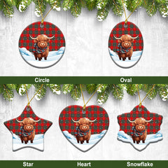 Cheyne Tartan Christmas Ceramic Ornament - Highland Cows Snow Style
