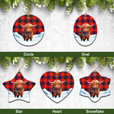 Fraser Tartan Christmas Ceramic Ornament - Highland Cows Snow Style