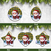 Fraser (of Lovat) Yellow Tartan Christmas Ceramic Ornament - Santa Claus In Kilt Style