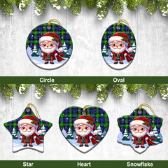 Gordon Modern Tartan Christmas Ceramic Ornament - Santa Claus In Kilt Style