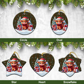 Gray Tartan Christmas Ceramic Ornament - Highland Cow Winter Style