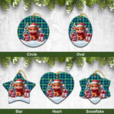 Gunn Ancient Tartan Christmas Ceramic Ornament - Highland Cow Winter Style