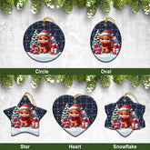 Hunter Modern Tartan Christmas Ceramic Ornament - Highland Cow Winter Style