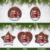 Kerr Ancient Tartan Christmas Ceramic Ornament - Highland Cow Winter Style