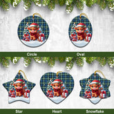 Lamont Ancient Tartan Christmas Ceramic Ornament - Highland Cow Winter Style