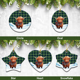 Learmonth Tartan Christmas Ceramic Ornament - Highland Cows Snow Style