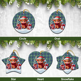 Leslie Hunting Ancient Tartan Christmas Ceramic Ornament - Highland Cow Winter Style