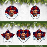 MacLachlan Modern Tartan Christmas Ceramic Ornament - Highland Cows Snow Style