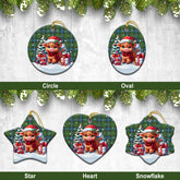 MacMillan Hunting Ancient Tartan Christmas Ceramic Ornament - Highland Cow Winter Style
