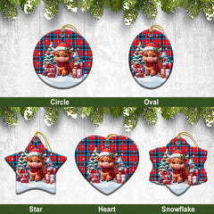 MacTavish Modern Tartan Christmas Ceramic Ornament - Highland Cow Winter Style