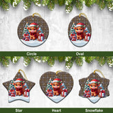 McIntyre Hunting Weathered Tartan Christmas Ceramic Ornament - Highland Cow Winter Style