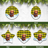 McLeod of Lewis Modern Tartan Christmas Ceramic Ornament - Highland Cows Snow Style