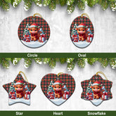 McPherson Ancient Tartan Christmas Ceramic Ornament - Highland Cow Winter Style