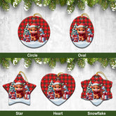 Seton Modern Tartan Christmas Ceramic Ornament - Highland Cow Winter Style