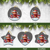 Shepherd Tartan Christmas Ceramic Ornament - Highland Cow Winter Style
