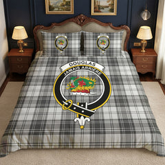 Douglas Grey Modern Tartan Crest Bedding Set