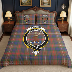 Fraser (of Lovat) Hunting Modern Tartan Crest Bedding Set