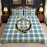 Stewart Muted Blue Tartan Crest Bedding Set