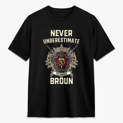 Broun Modern Tartan Crest 2D T-shirt - Never Underestimate Style