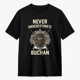 Buchan Ancient Tartan Crest 2D T-shirt - Never Underestimate Style