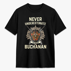 Buchanan Old Set Weathered Tartan Crest 2D T-shirt - Never Underestimate Style