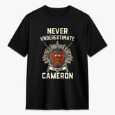 Cameron Modern Tartan Crest 2D T-shirt - Never Underestimate Style