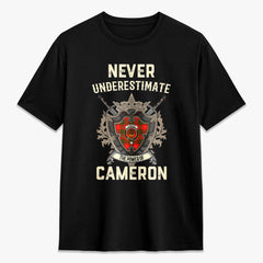 Cameron Modern Tartan Crest 2D T-shirt - Never Underestimate Style