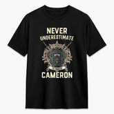 Cameron of Erracht Modern Tartan Crest 2D T-shirt - Never Underestimate Style