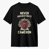 Cameron of Lochiel Modern Tartan Crest 2D T-shirt - Never Underestimate Style