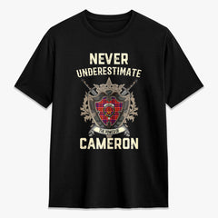 Cameron of Lochiel Modern Tartan Crest 2D T-shirt - Never Underestimate Style