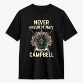 Campbell Modern Tartan Crest 2D T-shirt - Never Underestimate Style