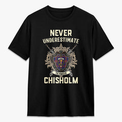 Chisholm Hunting Modern Tartan Crest 2D T-shirt - Never Underestimate Style