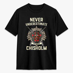 Chisholm Modern Tartan Crest 2D T-shirt - Never Underestimate Style