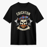 Crichton Tartan Crest 2D T-shirt - Alba Skull Style