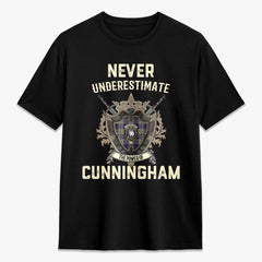 Cunningham Dress Blue Dancers Tartan Crest 2D T-shirt - Never Underestimate Style