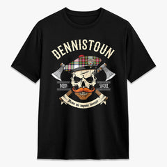 Dennistoun Tartan Crest 2D T-shirt - Alba Skull Style