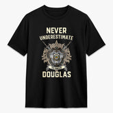 Douglas Grey Modern Tartan Crest 2D T-shirt - Never Underestimate Style