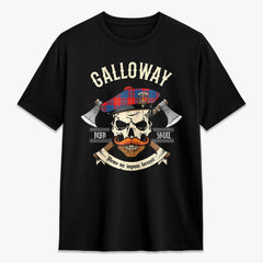 Galloway Red Tartan Crest 2D T-shirt - Alba Skull Style