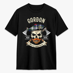 Gordon Dress Modern Tartan Crest 2D T-shirt - Alba Skull Style