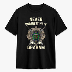 Graham of Menteith Modern Tartan Crest 2D T-shirt - Never Underestimate Style