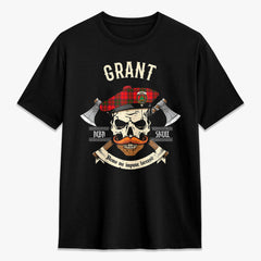 Grant Modern Tartan Crest 2D T-shirt - Alba Skull Style