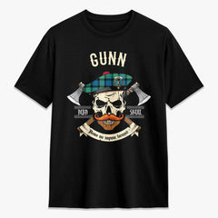 Gunn Ancient Tartan Crest 2D T-shirt - Alba Skull Style