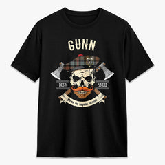 Gunn Weathered Tartan Crest 2D T-shirt - Alba Skull Style